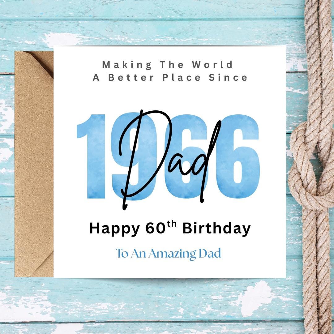 Personalized 60th Birthday Card For Dad, Birth Year Custom Name Greeting