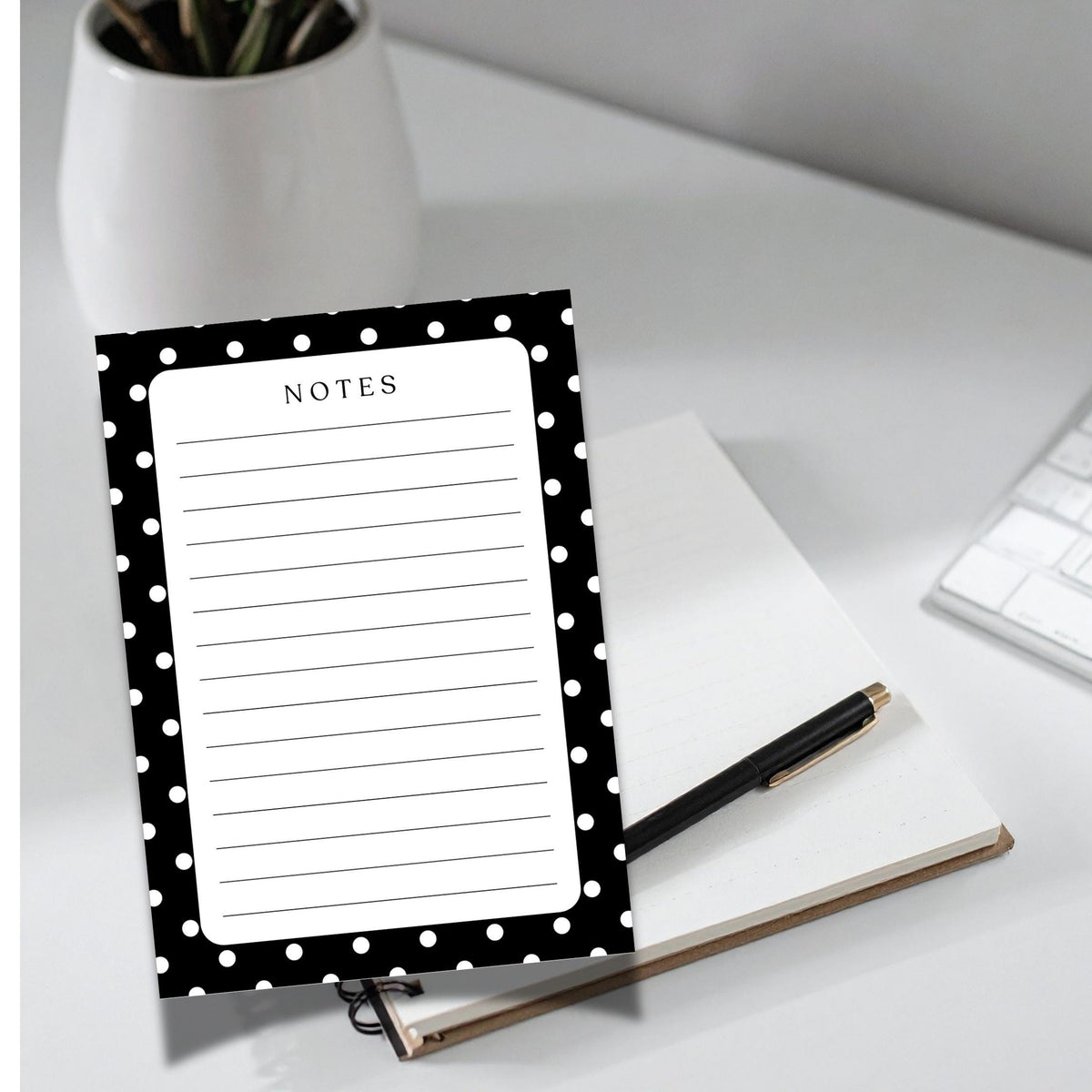 Polka Dot Notepad, Tear-Off Memo Pad, Kawaii Stationery Gift