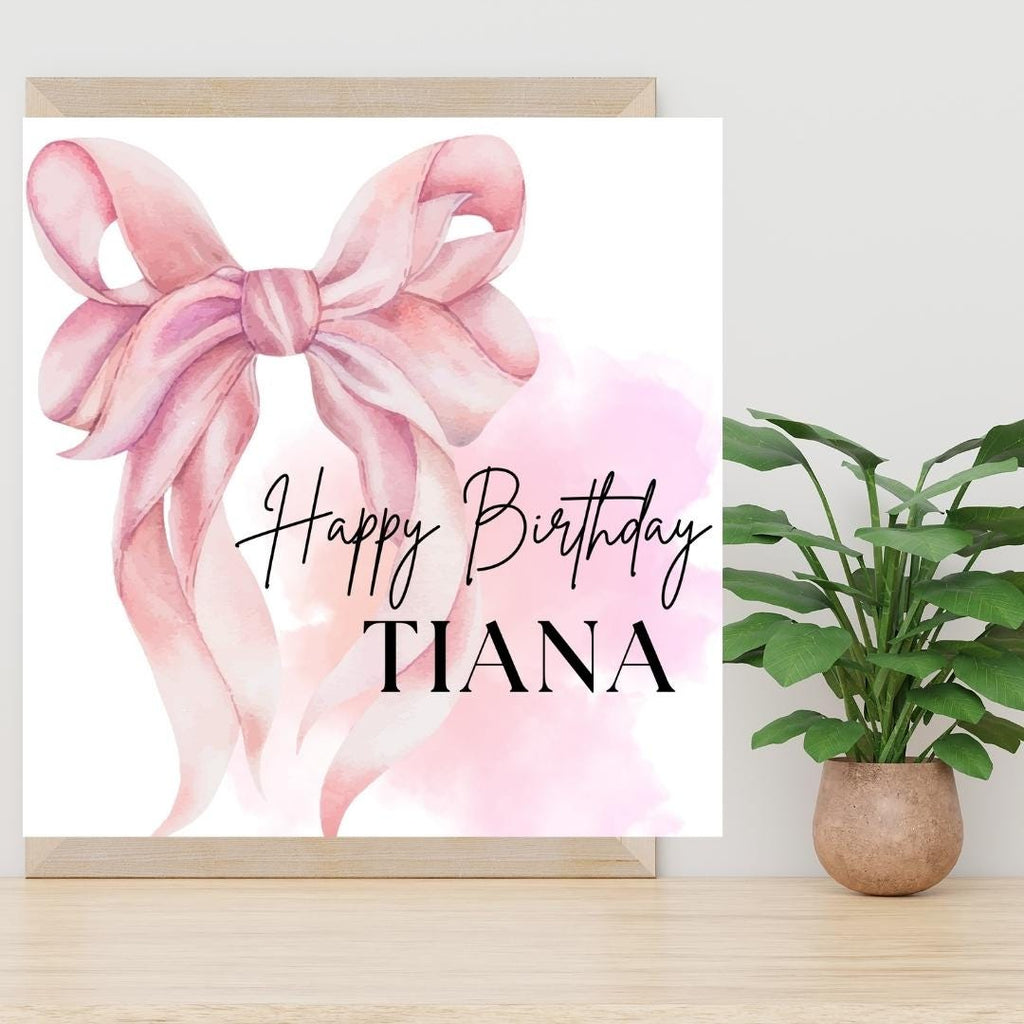 Coquette Bow Birthday Card: Personalized card for girls