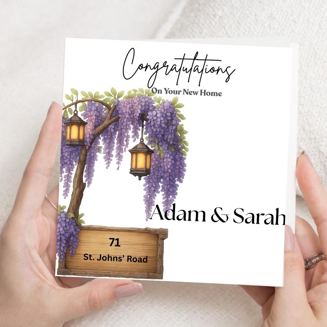New Home Congratulations Card, Housewarming Gift With Custom Address Names