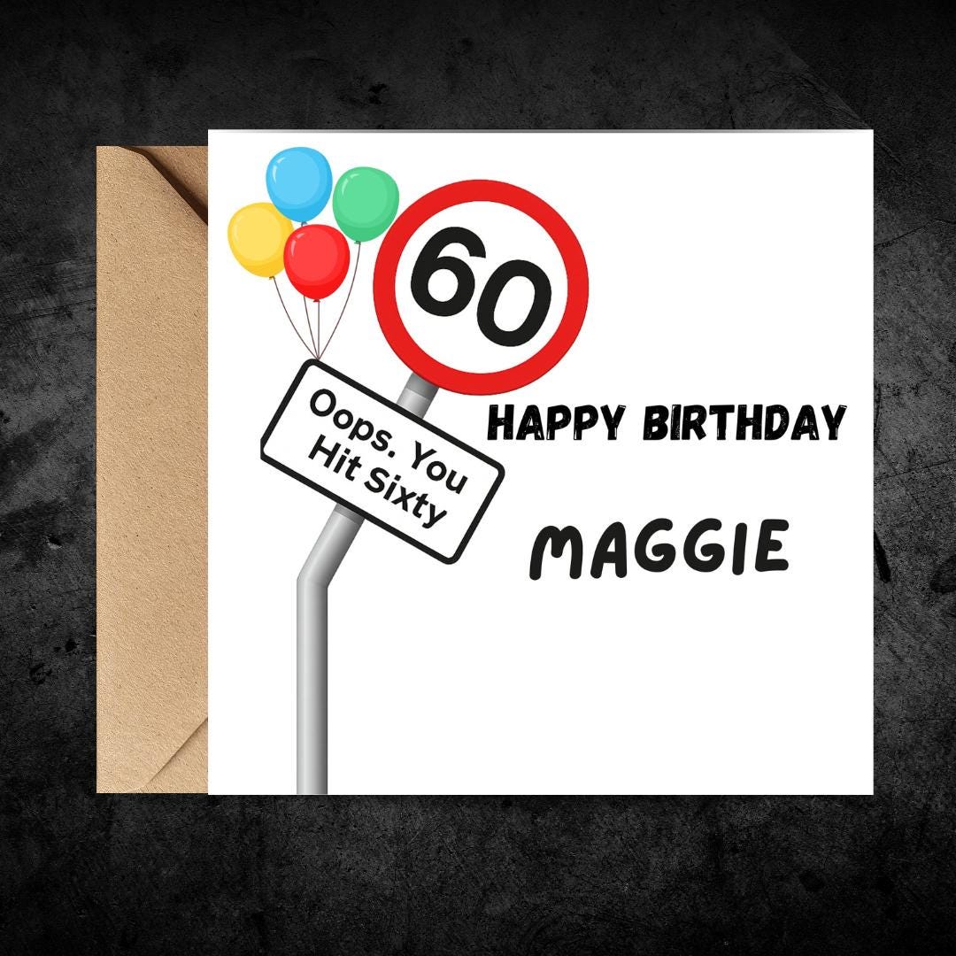 Funny Personalised 60th Birthday Card For Him And Her, Custom Name Unisex Milestone Birthday Cards