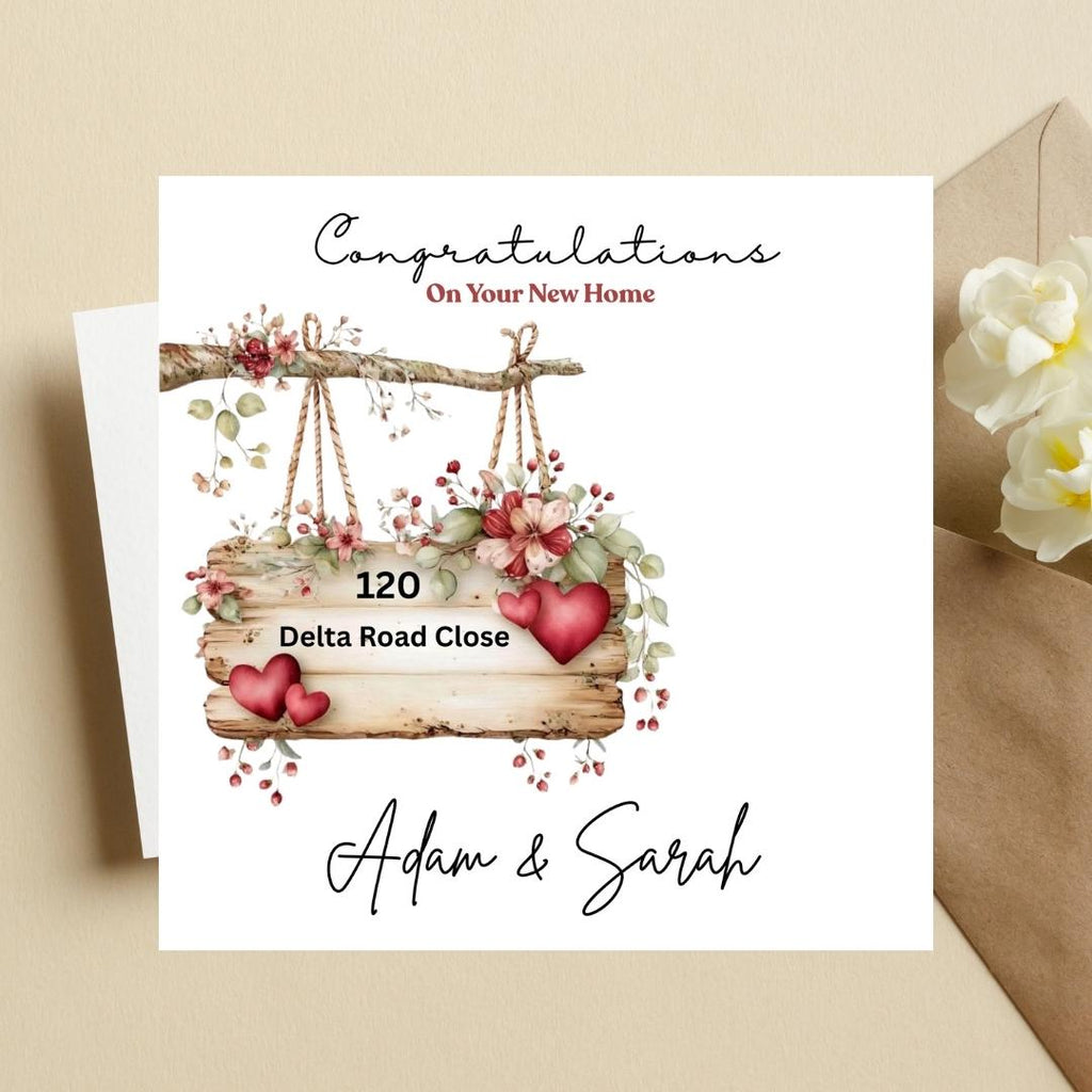 Personalized New Home Congratulations Card, Housewarming Gift, Custom Address Name Cards