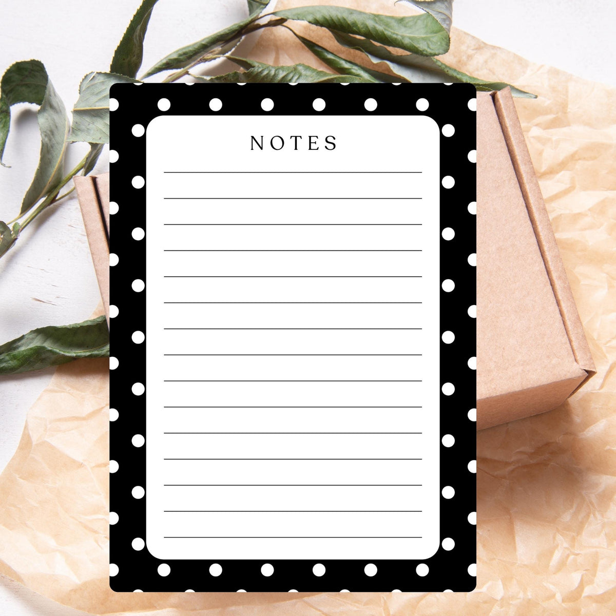 Polka Dot Notepad, Tear-Off Memo Pad, Kawaii Stationery Gift