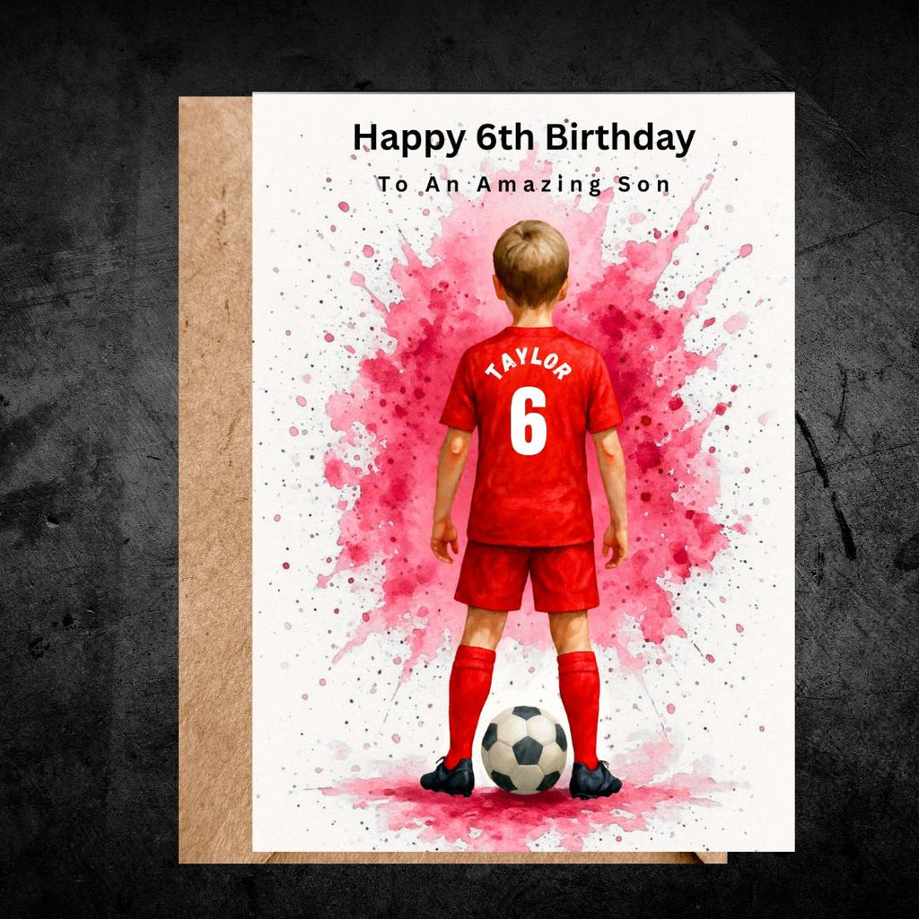 Personalized Football Birthday Card for Son, Custom Name Soccer Card, Age 10