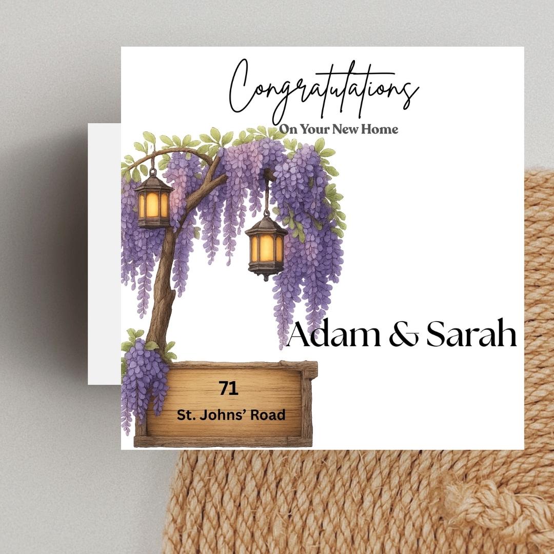 New Home Congratulations Card, Housewarming Gift With Custom Address Names