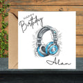 Personalized Music Lover DJ Birthday Card, Headphones Custom Name, Unisex Teen Birthday Cards