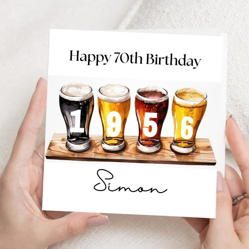 Personalized 70th Birthday Card For Dad, Funny Birth Year Custom Name Greetings For Men
