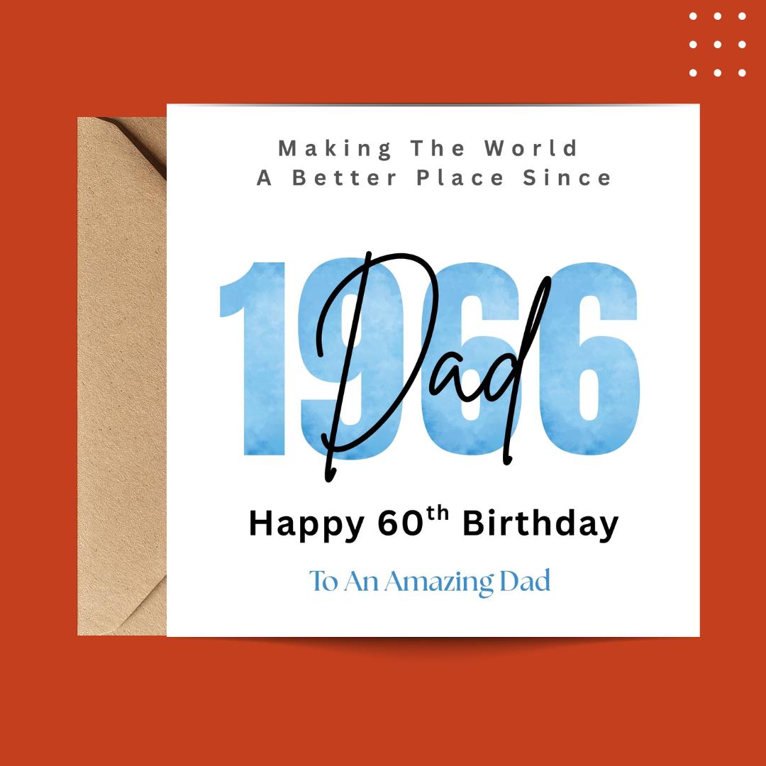 Personalized 60th Birthday Card For Dad, Birth Year Custom Name Greeting
