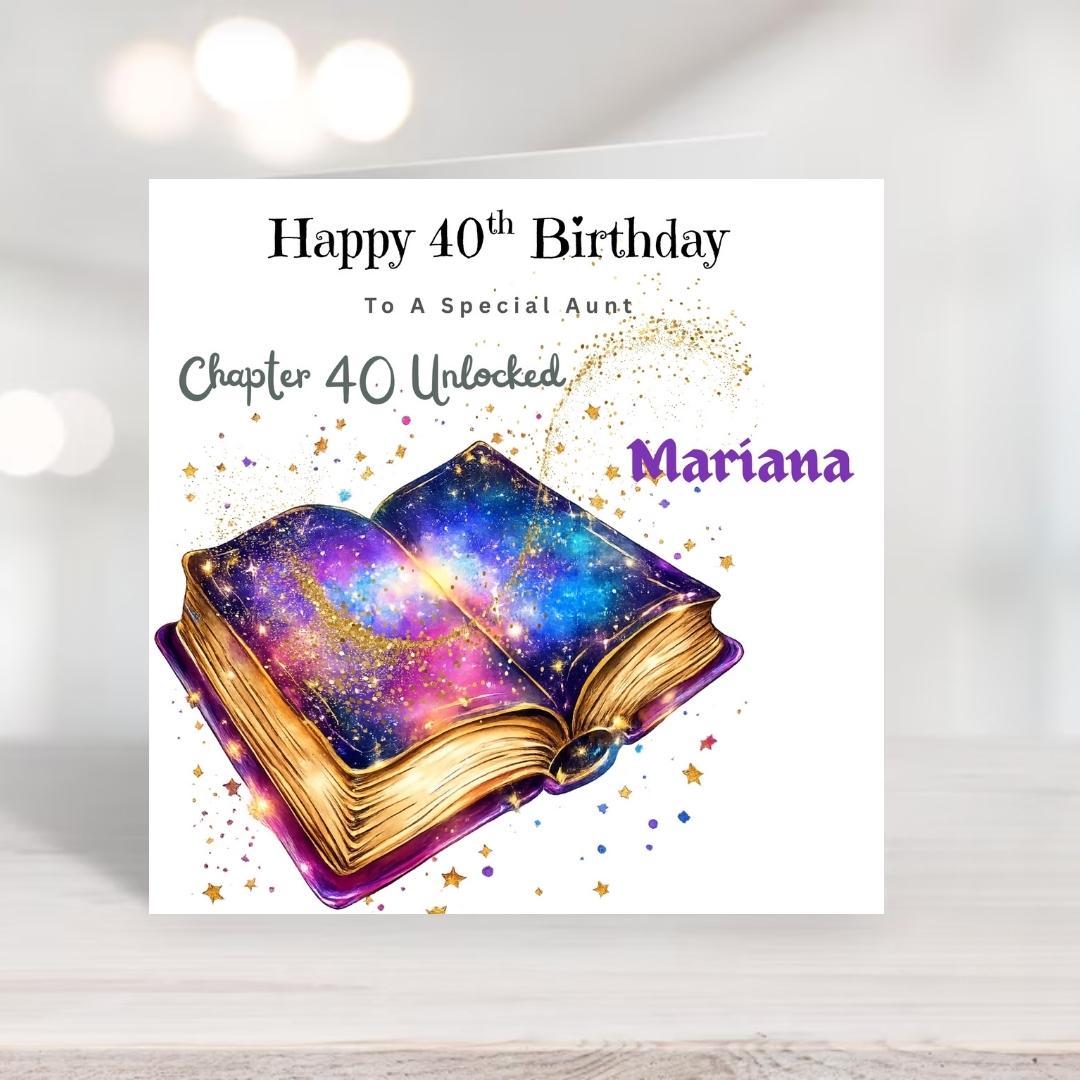 Personalized 40th Birthday Card, Chapter 40 Unlocked, Sister Friend Daughter (Kraft Envelope)