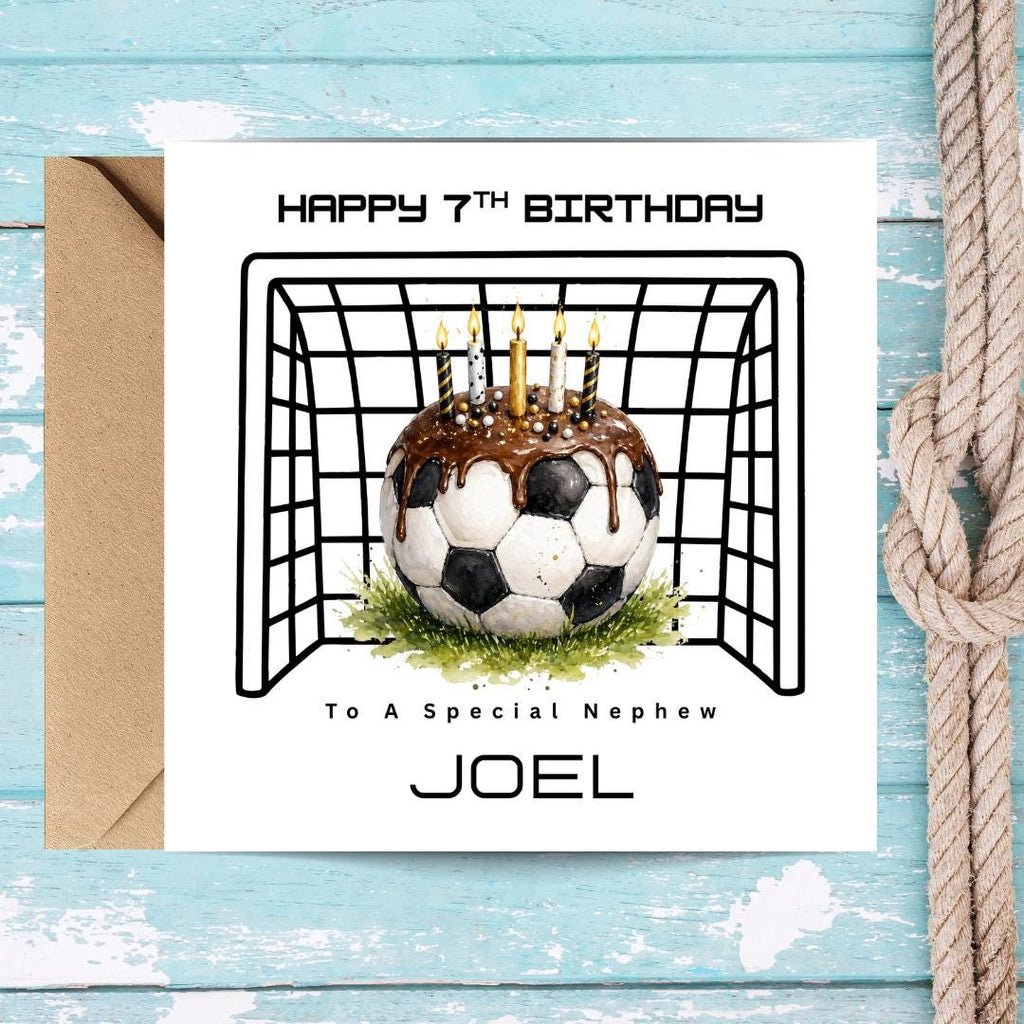 Personalized Football Birthday Card for Son, Custom Name 7th Birthday Cards Boys