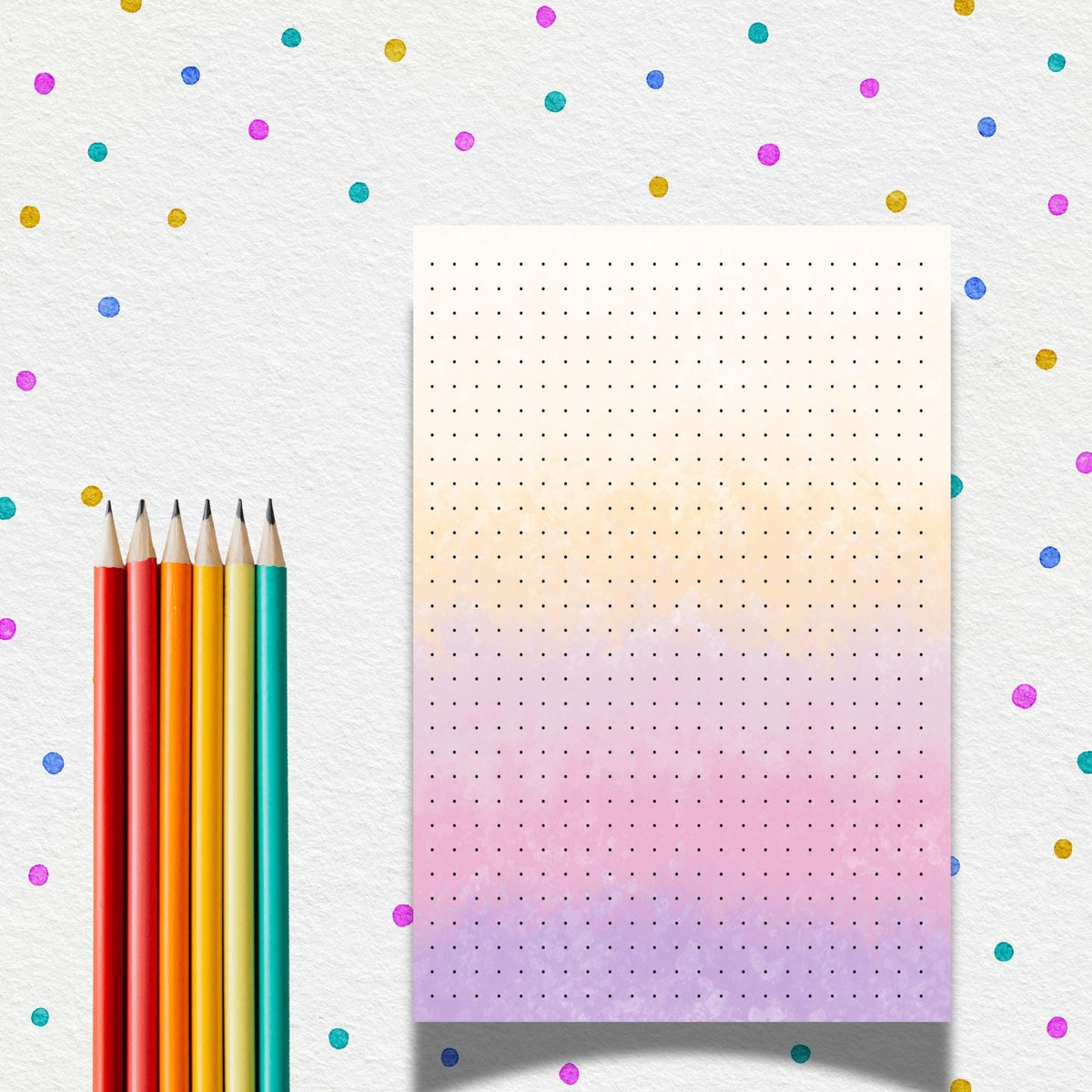A5 Dot Grid Notepad, 40 Tear-Off Page Memo Pad, Bullet Journal Colourful Kawaii Stationery