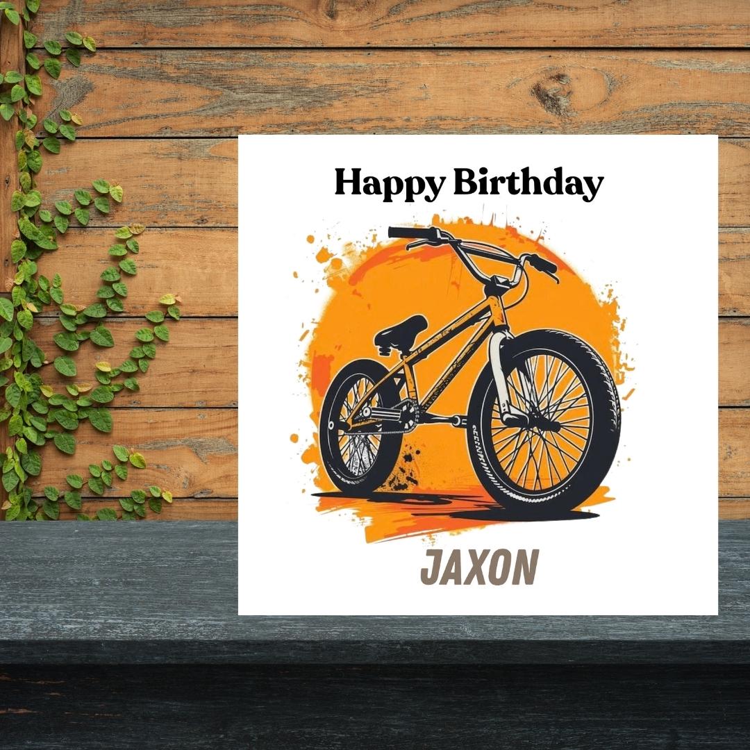Personalized Birthday Card for Son, Custom Name Teen BMX Bike Rider Card
