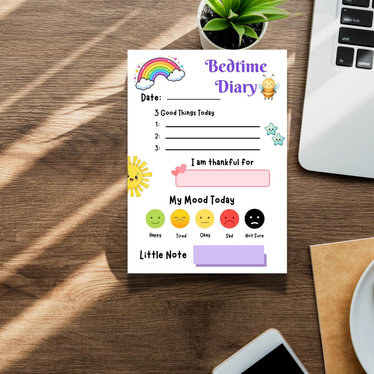 Kids Bedtime Diary Notepad Tear-Off, Autism & SEN Friendly Night Journal, Gratitude and Mood Tracker for Positive Mental Wellbeing