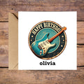 Personalized Guitar Music Birthday Card, Custom Name Guitar Card for Brother, Friend, Son, Grandson