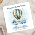 Personalized Baby Boy Card, Welcome to the World, Soft Blue Palette
