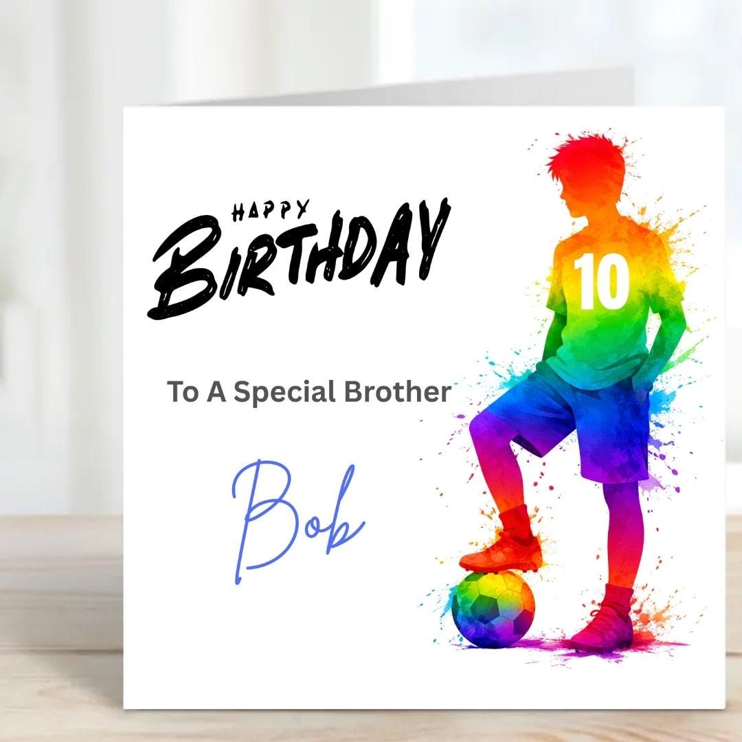 Personalized Football Birthday Card for Grandson, Nephew, Brother, Friend