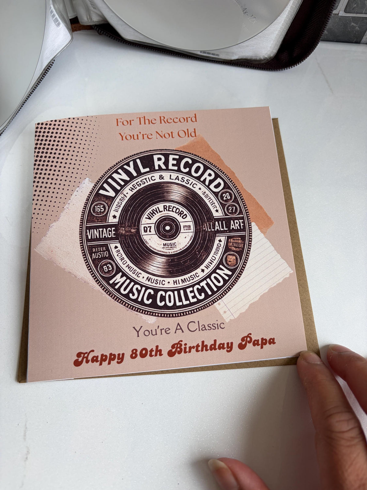 Funny 80th Birthday Card For Husband, Dad, Grandpa, Uncle - Record Player Humour Greeting Cards