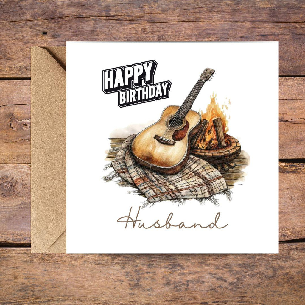 Personalized Acoustic Guitar Birthday Card, Custom Name & Relationship Birthday Card For Son Grandson Husband Him