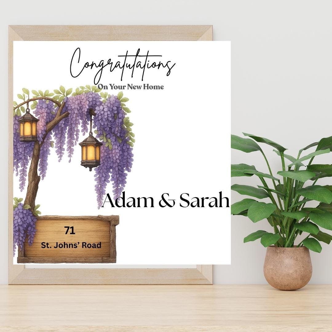 New Home Congratulations Card, Housewarming Gift With Custom Address Names