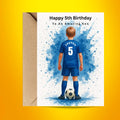 Personalized Football Birthday Card for Son, Custom Name Soccer Card, Age 5