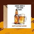 Personalized Beer Birthday Card for Men, Custom Name Humorous Greeting Card Dad Friend Son