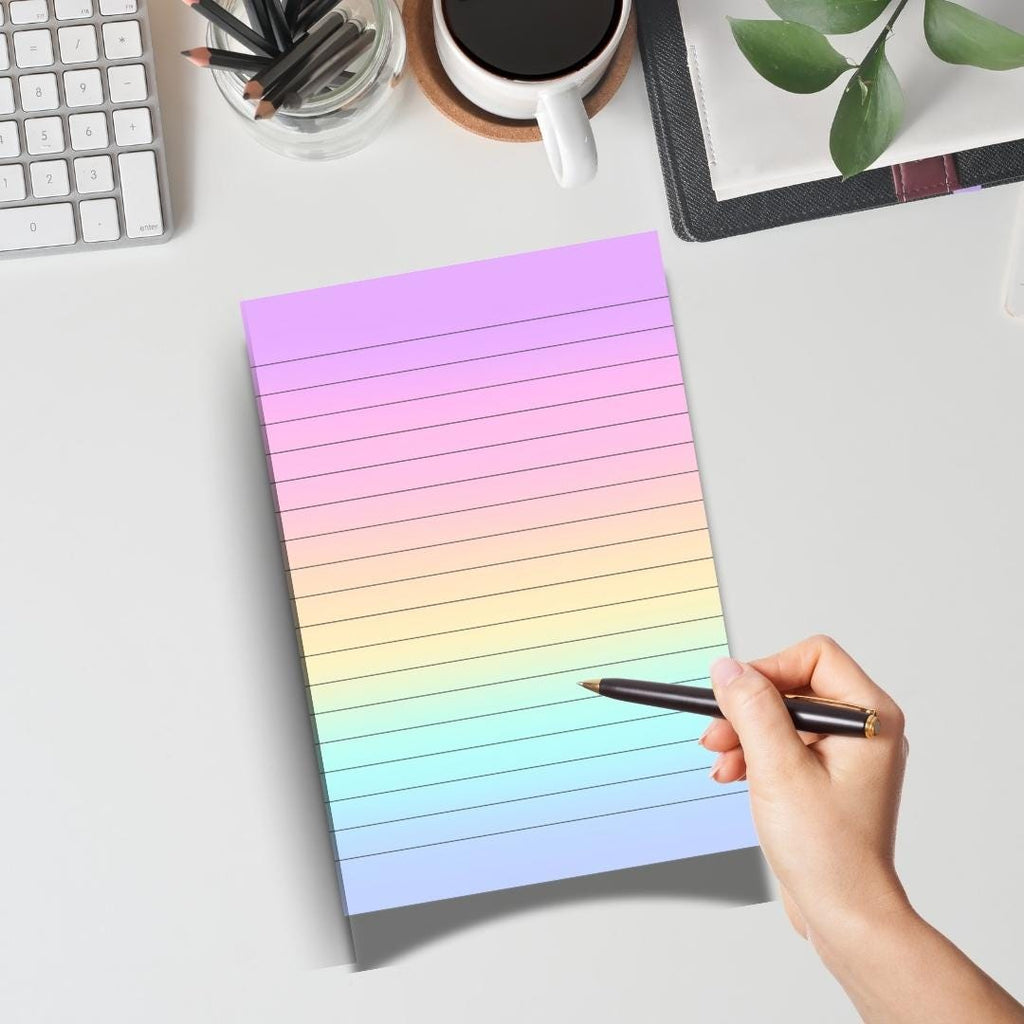 Rainbow Notepad, Kawaii Stationery, Tear-Off Planner Pad