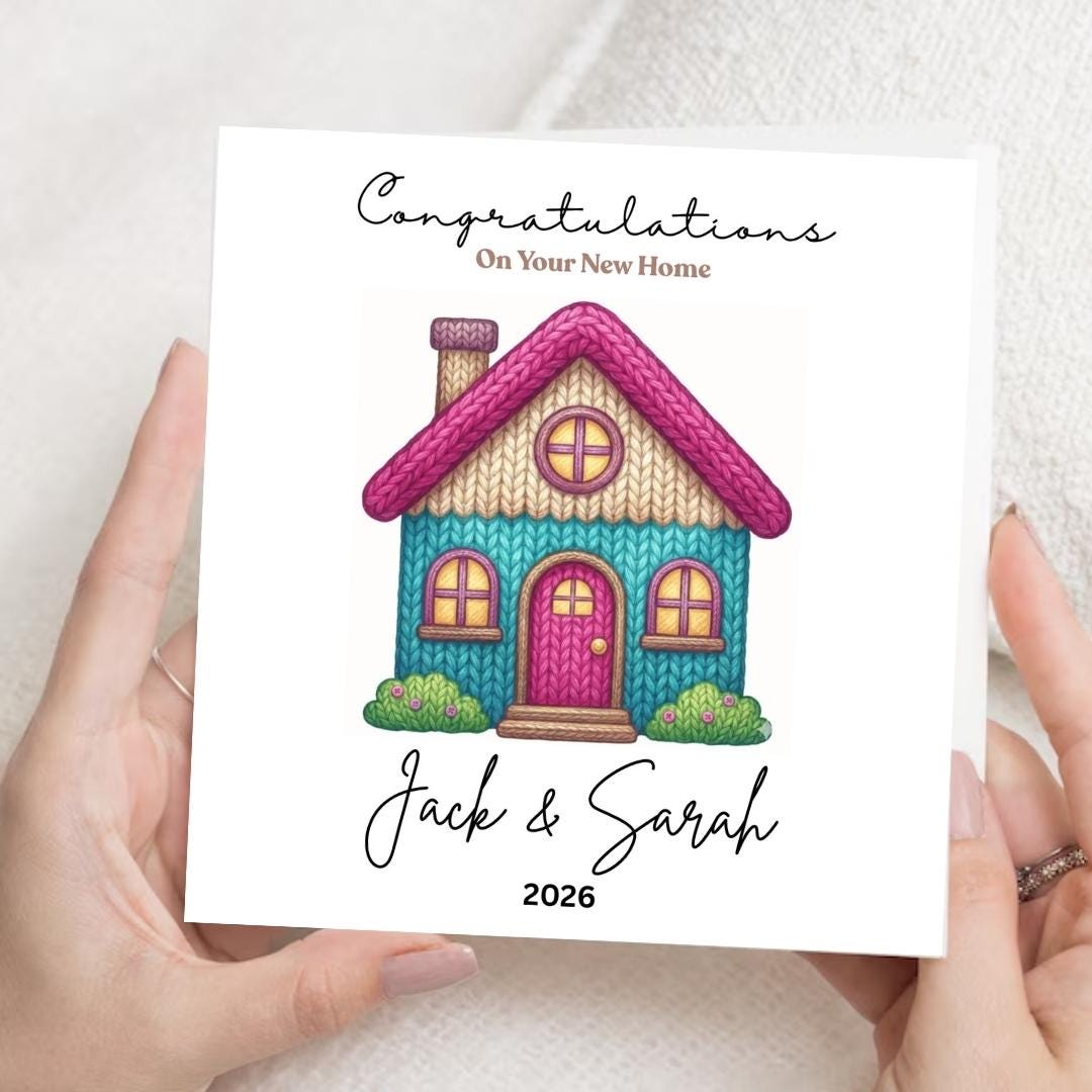 Personalized New Home Congratulations Card, Housewarming Gift, Custom Address Name Cards