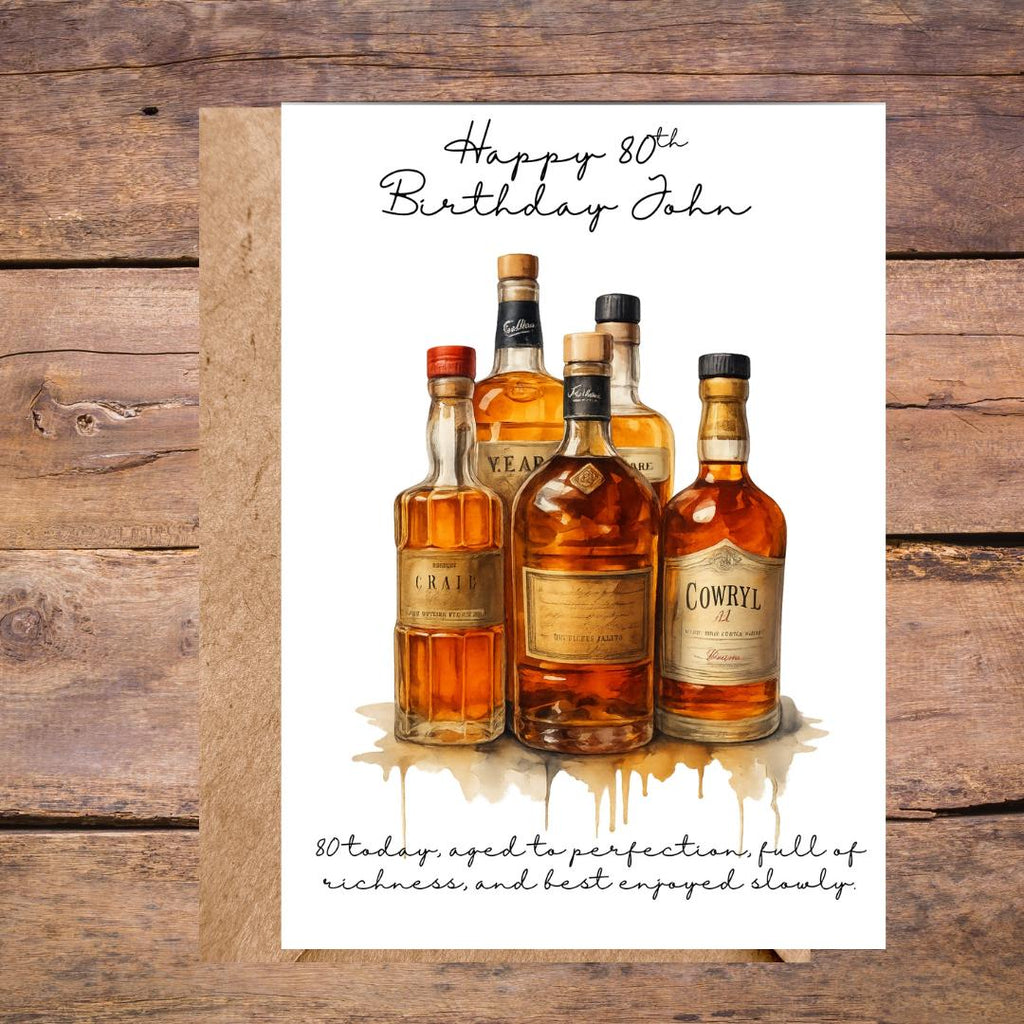 Funny 80th Birthday Card For Husband, Brother In Law, Grandpa, Whiskey Lovers Humour Card