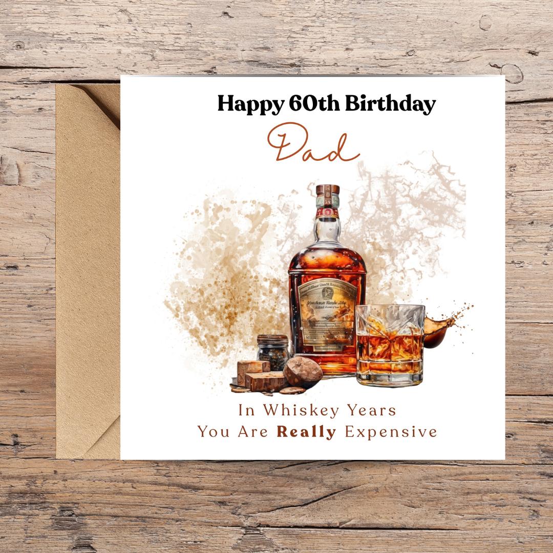 Personalized Funny 60th Birthday Card For Husband, Dad, Grandpa - Whiskey Lover Card