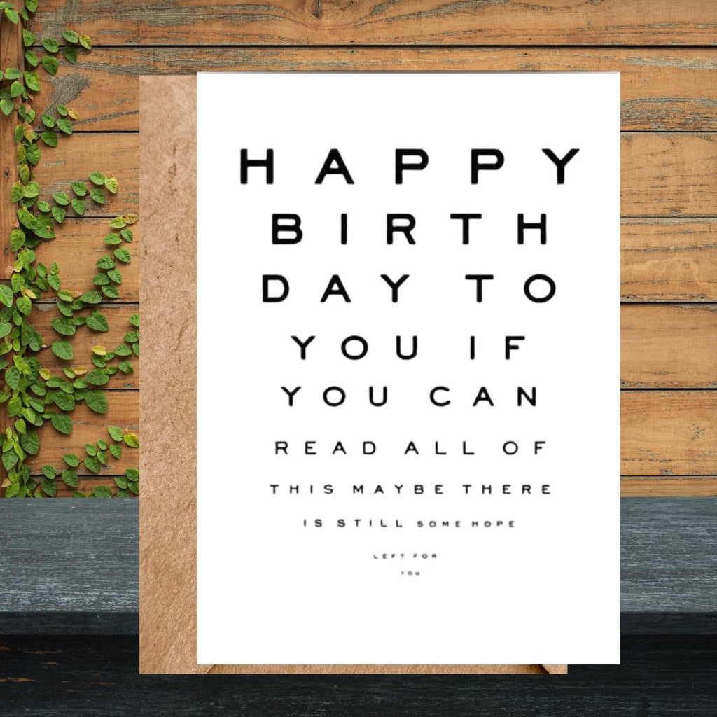 Funny Eye Test Birthday Card, Humor Birthday Card For Grandad Dad Mum