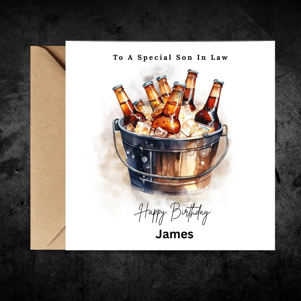 Personalized Brother In Law Birthday Card, Custom Name Beer Birthday Cards for Men