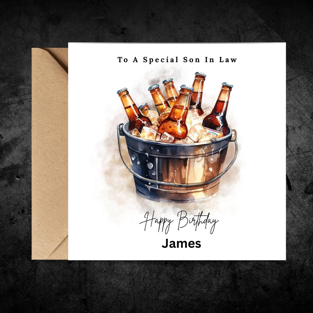 Personalized Brother In Law Birthday Card, Custom Name Beer Birthday Cards for Men