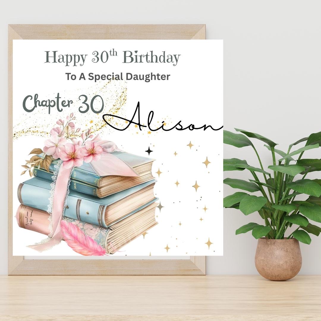 Chapter 30 Birthday Card For Her, Daughter, Sister, Friend, Sister In Law, Sister, Book Floral Design 30th Card