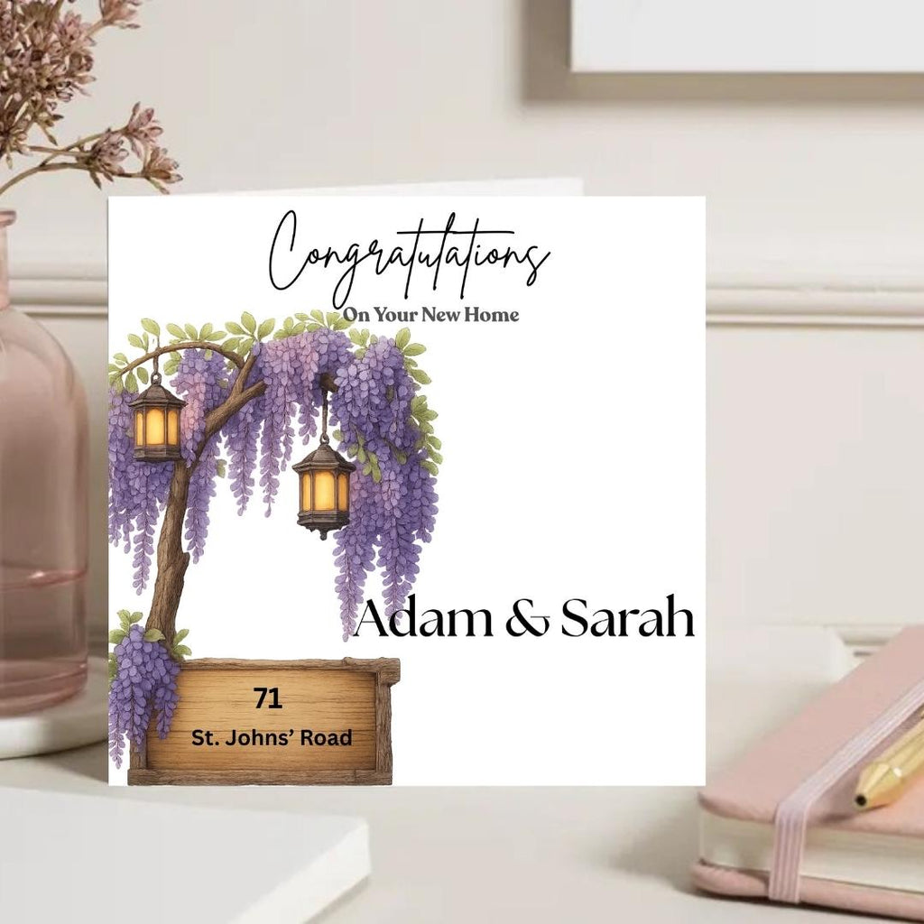 New Home Congratulations Card, Housewarming Gift With Custom Address Names