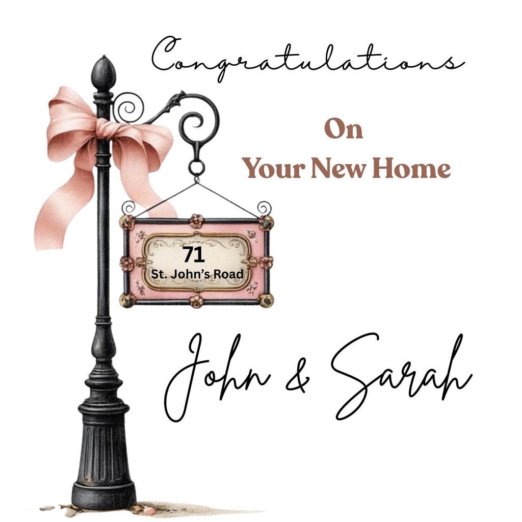 Personalized New Home Congratulations Card, Housewarming Gift, Custom Address And Name