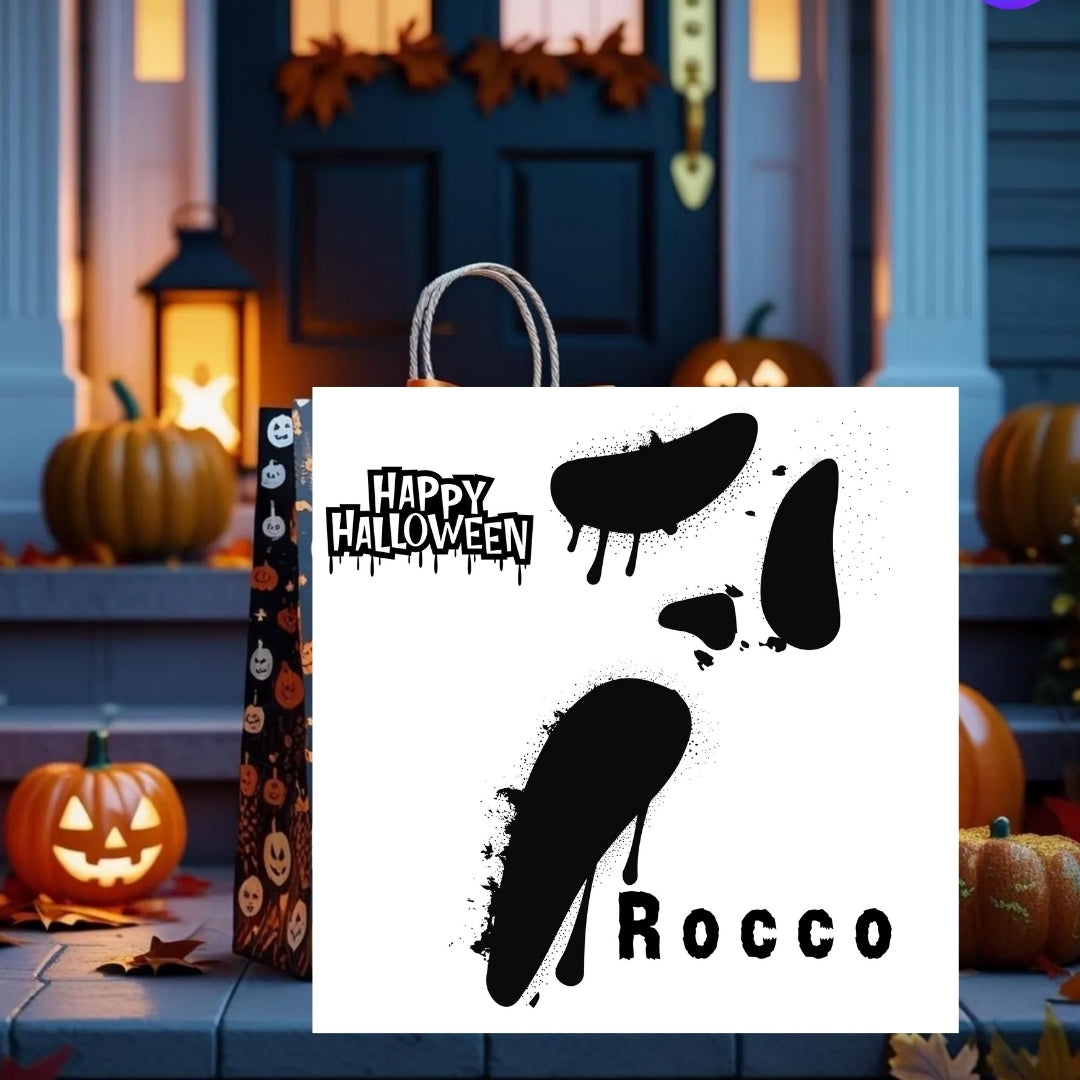 Spooky Halloween Card Personalised With Name, Scary Face Ghost Greetings
